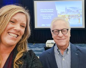 Chris Longley and Bryn Bridley attending the Class Actions National Institute. 